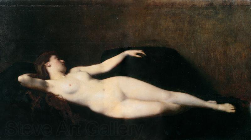 Jean-Jacques Henner Woman on a black divan Norge oil painting art